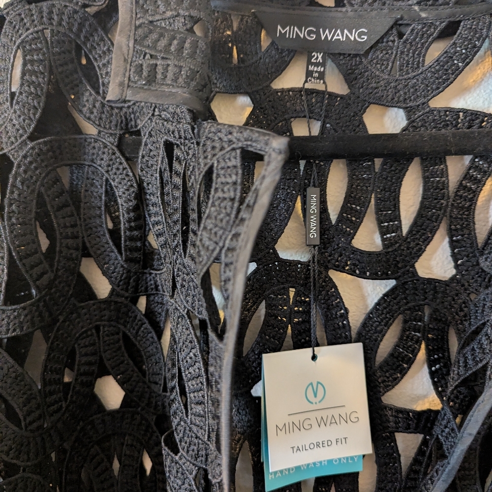NWT Ming Wang Black Open Weave Jacket Size 2X - Picture 3 of 6